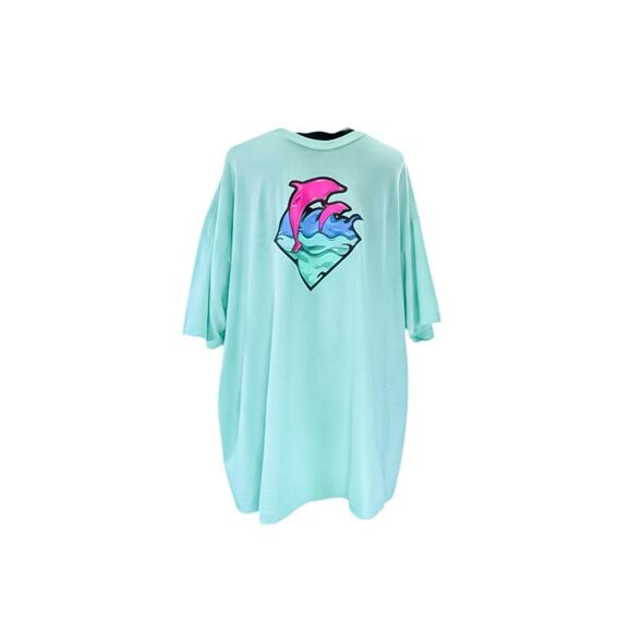 Pink Dolphin OG Diamond Logo Tee - Mint Green Aqua - Rare XL - Picture 2 of 7